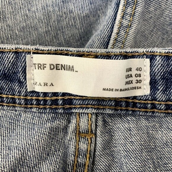 Zara  High-Rise Light Wash Distresses Denim Shorts 8 - Picture 3 of 6